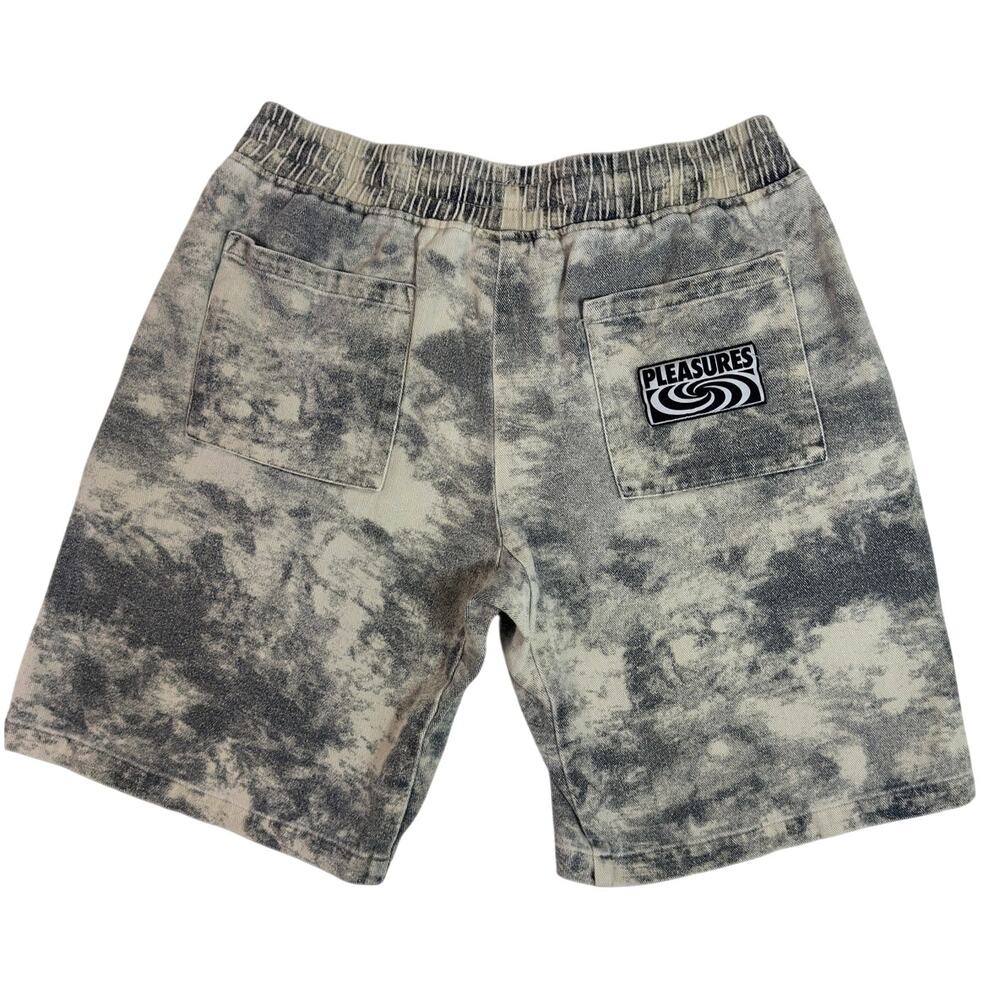 PLEASURES Cyclone Shorts Men's L Black Acid Wash Drawstring SS24 P24SU014
